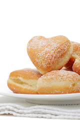 donuts heart-shaped on plate