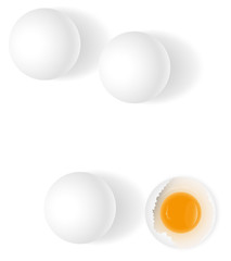 Chicken Eggs on White Background