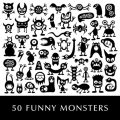 Huge vector set of funny cartoon aliens. © bekulnis