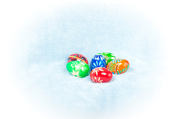 Six colored Easter eggs