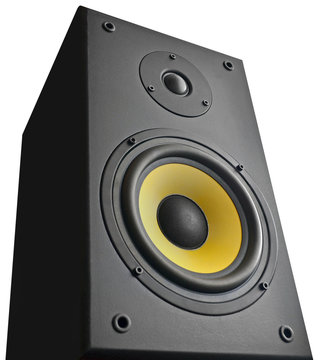 Audio speaker on white background