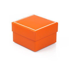 Orange closed box isolated on white background