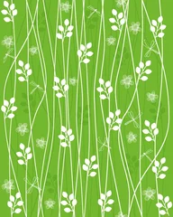 Stickers pour porte Vert fond floral sans soudure