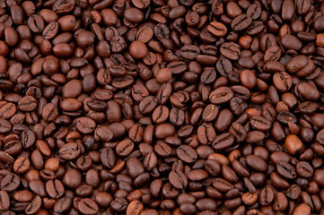 Naklejka premium brown coffee, background texture, close-up