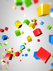 3d rendered illustration of some floating colorful cubes