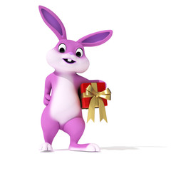 3d rendered illustration of a cute pink easter bunny
