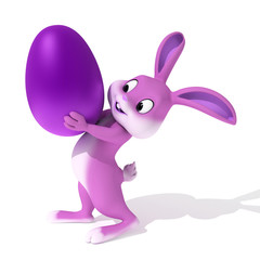 3d rendered illustration of a cute pink easter bunny