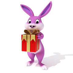 3d rendered illustration of a cute pink easter bunny