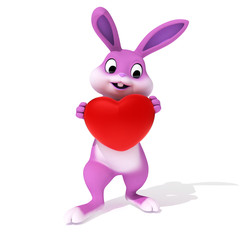 3d rendered illustration of a cute pink easter bunny