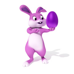 3d rendered illustration of a cute pink easter bunny