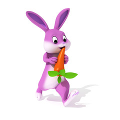 3d rendered illustration of a cute pink easter bunny