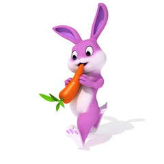 3d rendered illustration of a cute pink easter bunny