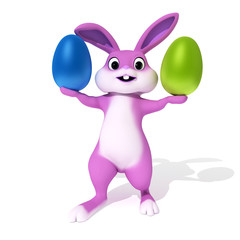 3d rendered illustration of a cute pink easter bunny