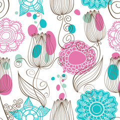 Cute floral seamless pattern
