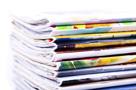 Stack of magazines isolated