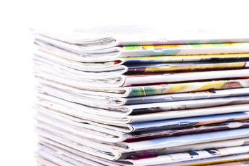Stack of magazines isolated
