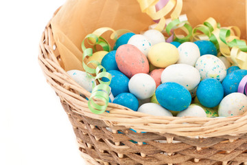Easter basket isolated on white