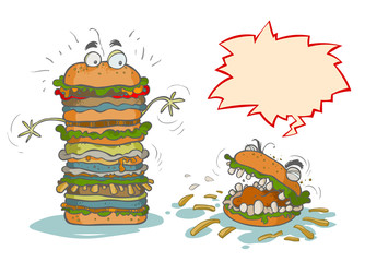 Funny Cartoon Hamburgers.