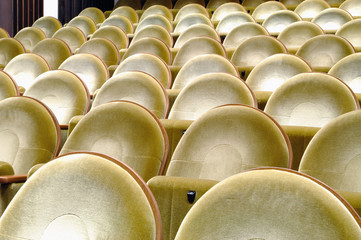 Empty seats in the cinema before the feature film screening