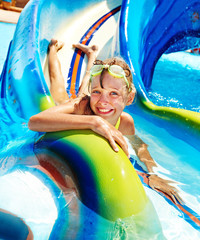 Child in water park.