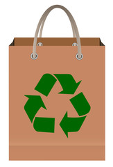 Paper bag with recycle symbol