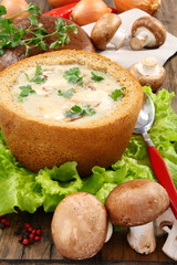 Potato soup with mushrooms.
