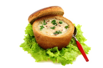 Potato soup with mushrooms.