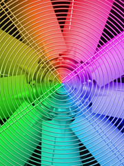 rainbow metallic grid on ventilator, industry details