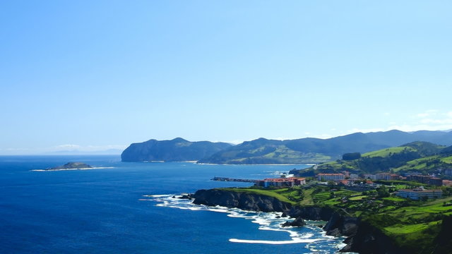 Beautiful Atlantic ocean coastline in Basque country, Spain.
