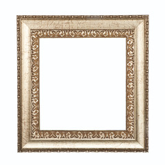 Golden frame isolated on white background.