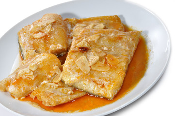 Detalle de bacalao al ajoarriero.