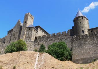 Fototapeta na wymiar Remparts and towers of the city of Carcassonne