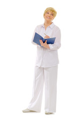 Senior woman with notepad