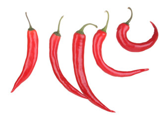 Red hot chili peppers isolated on white