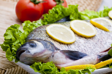 raw fish with vegetables