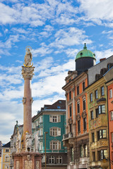 Fototapeta na wymiar Our Lady statue at old town in Innsbruck Austria