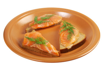 Canapes with smoked salmon