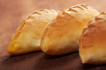 pierogi .Home cake with jam against
