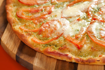 Pizza with tomato and cheese