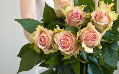 Bunch of flowers in woman's hands