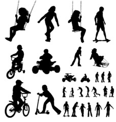 Silhouettes playing children