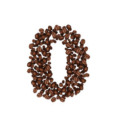 Alphabet from coffee beans. isolated on white.