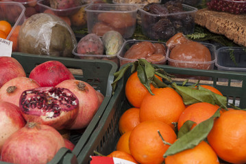 Fruit for sale on Market at Campo di Fiore in Rome Italy