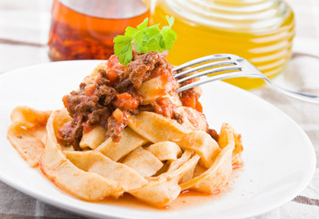 Tagliatelle with Bolognese Sauce. Tagliatelle alla Bolognese.