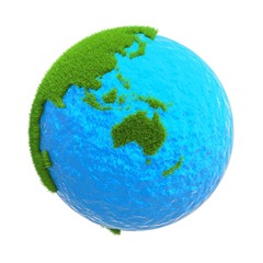 globe isolated on a white background with the mainland australia