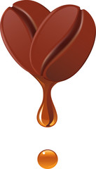 coffee beans with a drop