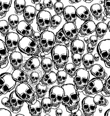 Hand drawn Skull seamless background