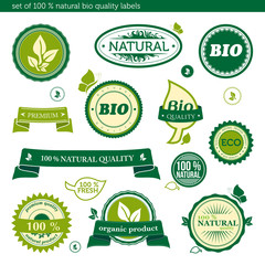 Set of natural bio quality labels 1
