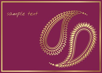 paisley motifs ,traditional Hindu wedding card design ,India