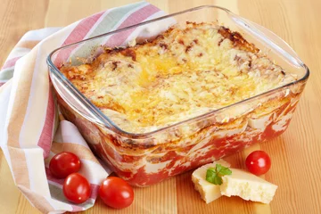 Fotobehang Italian cuisine. Meat lasagna © Galina Mikhalishina
